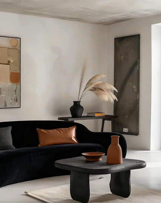 A complex gallery wall installation